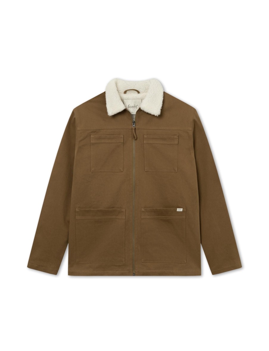 Forét Beech Sherpa Twill Jacket-Khaki/Cloud | Jackets