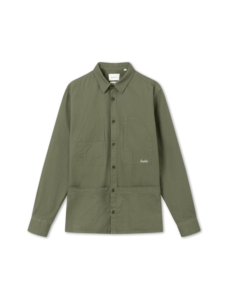 Forét Ledge Overshirt-Dark Olive | Shirts