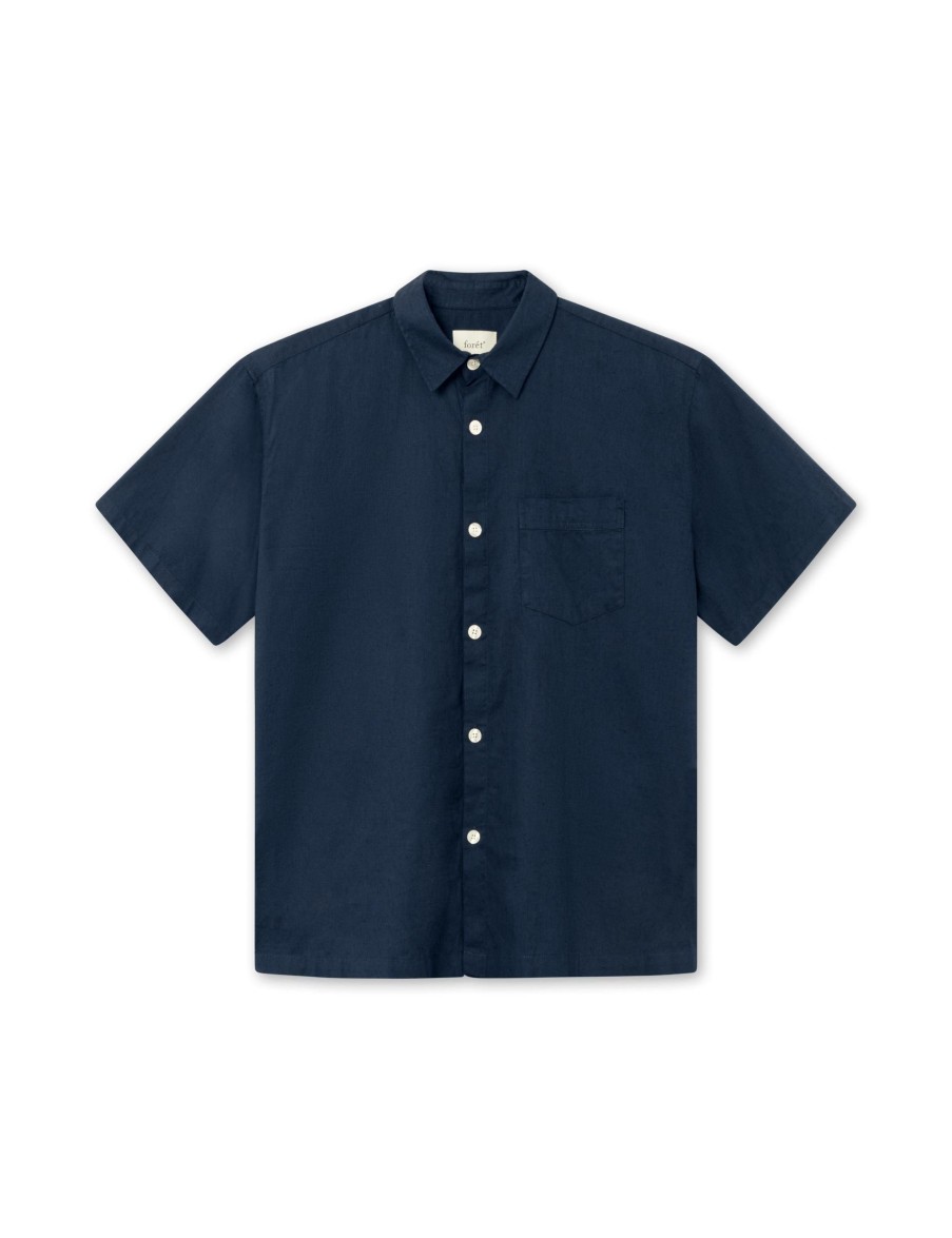 Forét Serene Linen Ss Shirt-Navy | Shirts