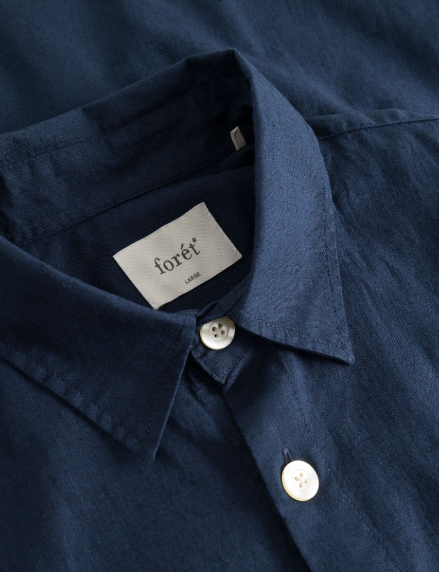 Forét Serene Linen Ss Shirt-Navy | Shirts