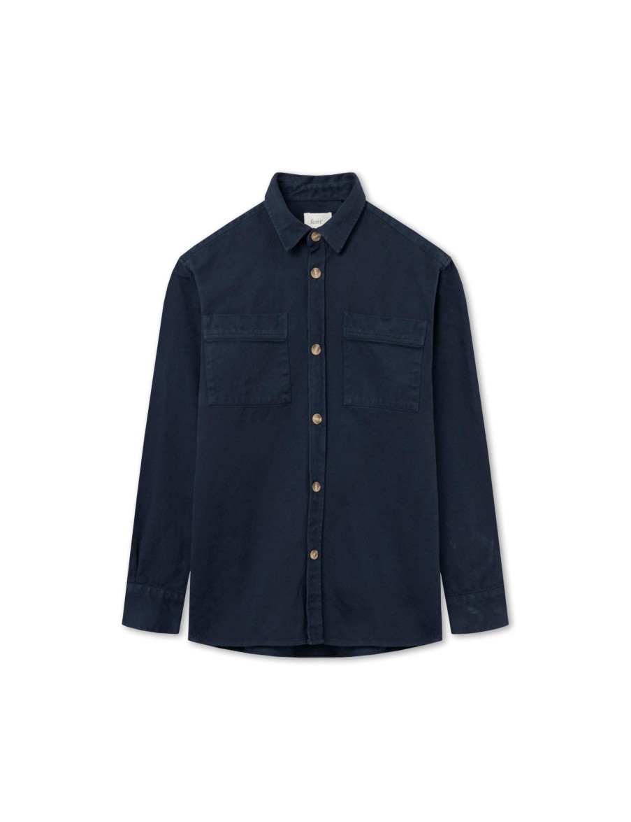 Forét Mellow Shirt-Navy | Overshirts