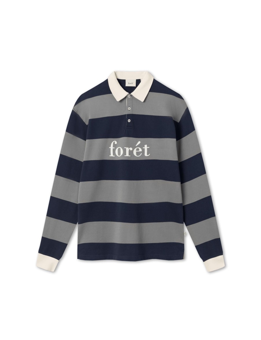 Forét Match Polo Sweatshirt-Granite/Navy | Sweatshirts