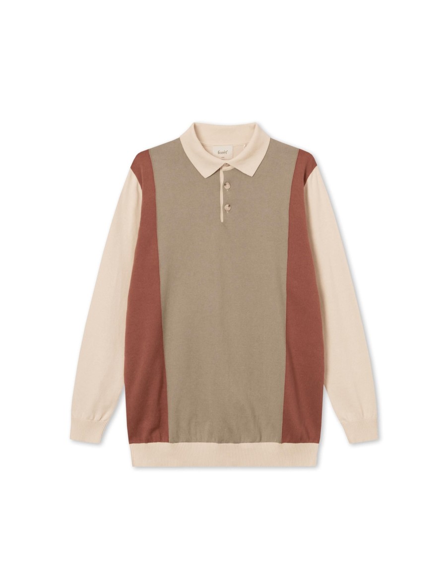 Forét Golf Polo Knit-Cloud/Brick | Knitwear