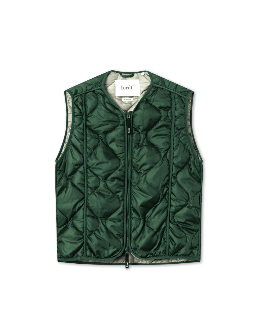 Forét Fresh Reversible Liner Vest-Dark Green | Jackets