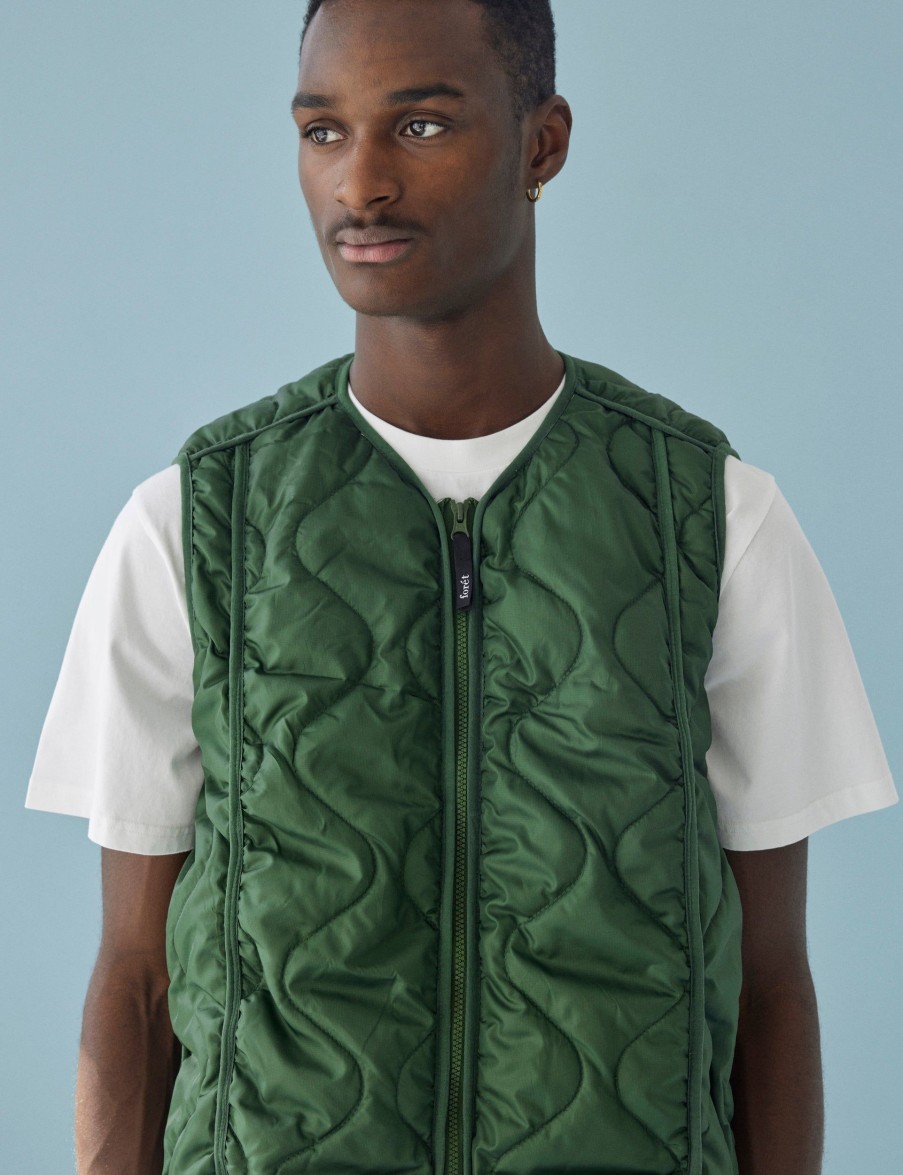 Forét Fresh Reversible Liner Vest-Dark Green | Jackets