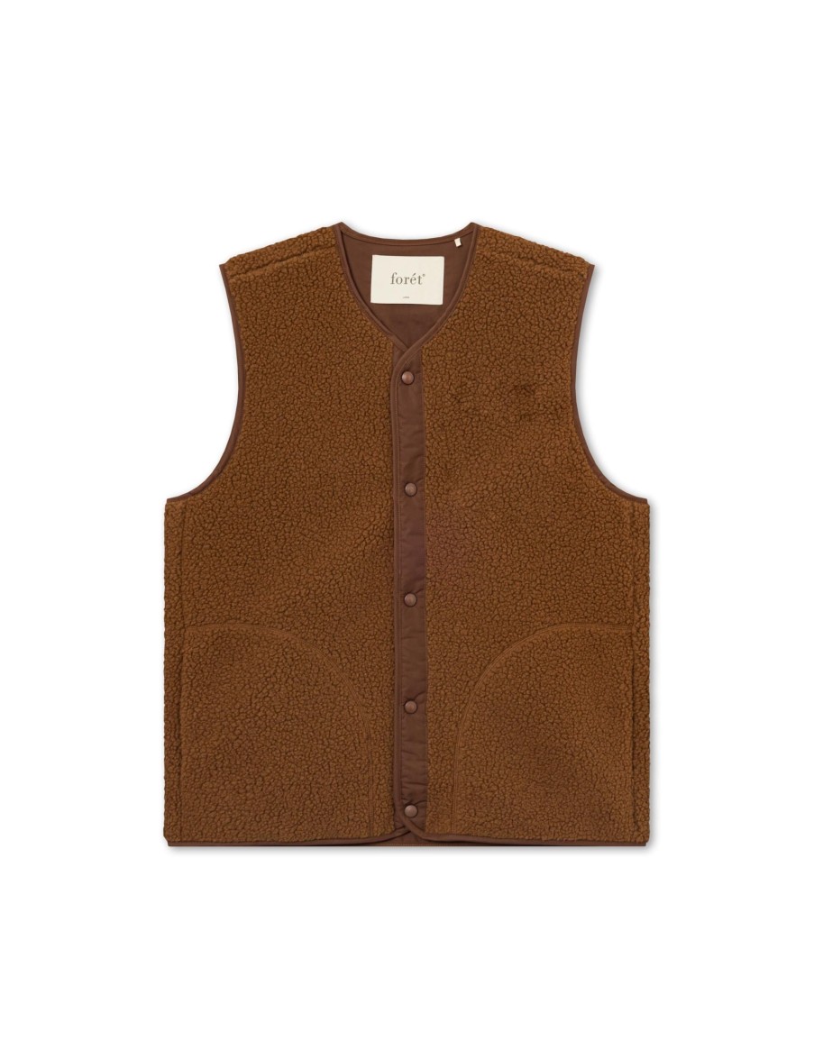 Forét Aura Sherpa Fleece Vest-Brown | Jackets