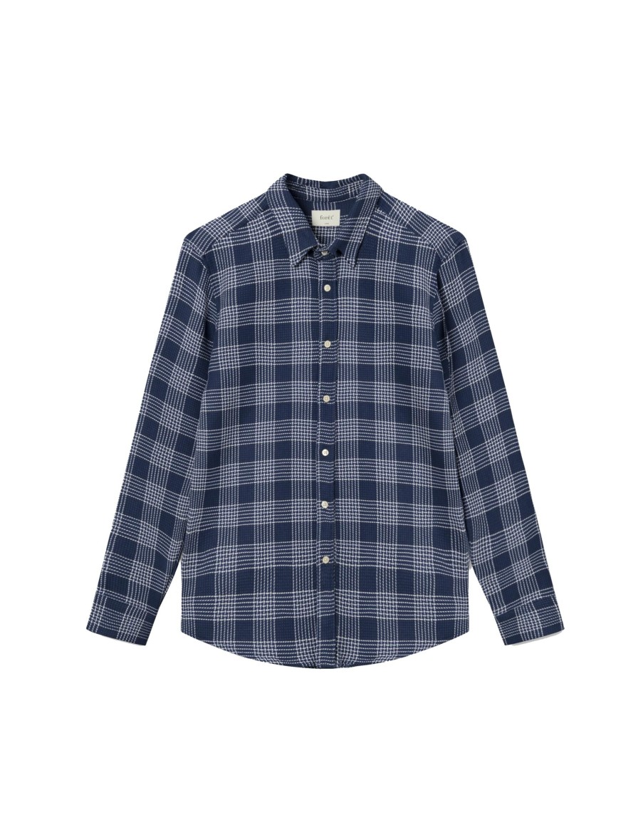 Forét Arctic Check Shirt-Navy | Shirts