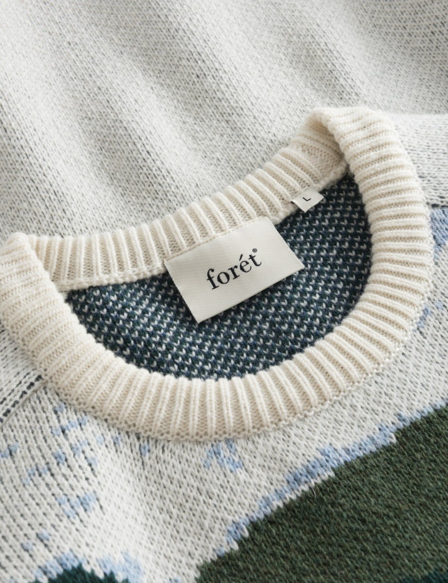 Forét River Jacquard Wool Knit-Cloud | Knitwear