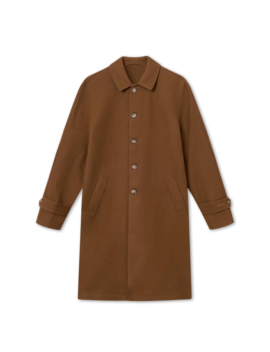 Forét Shelter Wool Long Coat-Brown | Jackets