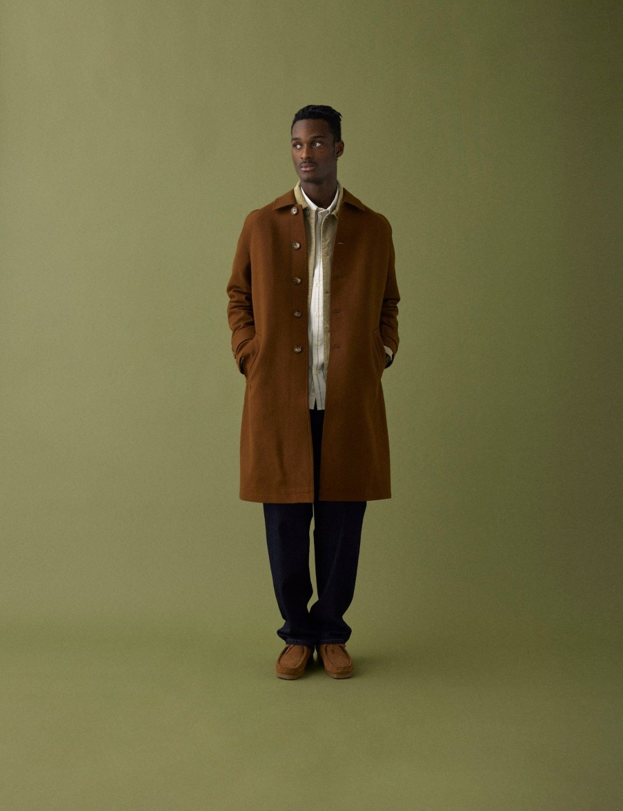 Forét Shelter Wool Long Coat-Brown | Jackets