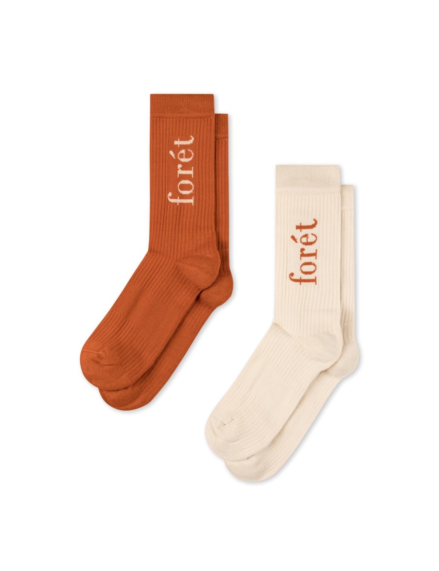 Forét Camino Socks 2-Pack-Burnt Orange/Cloud | Accessories