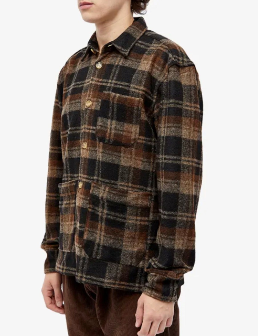 Forét Ivy Wool Overshirt-Brown Check | Shirts