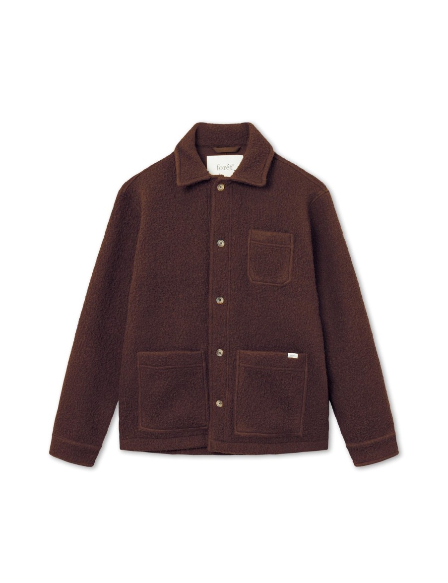 Forét Stay Wool Overshirt-Deep Brown | Shirts