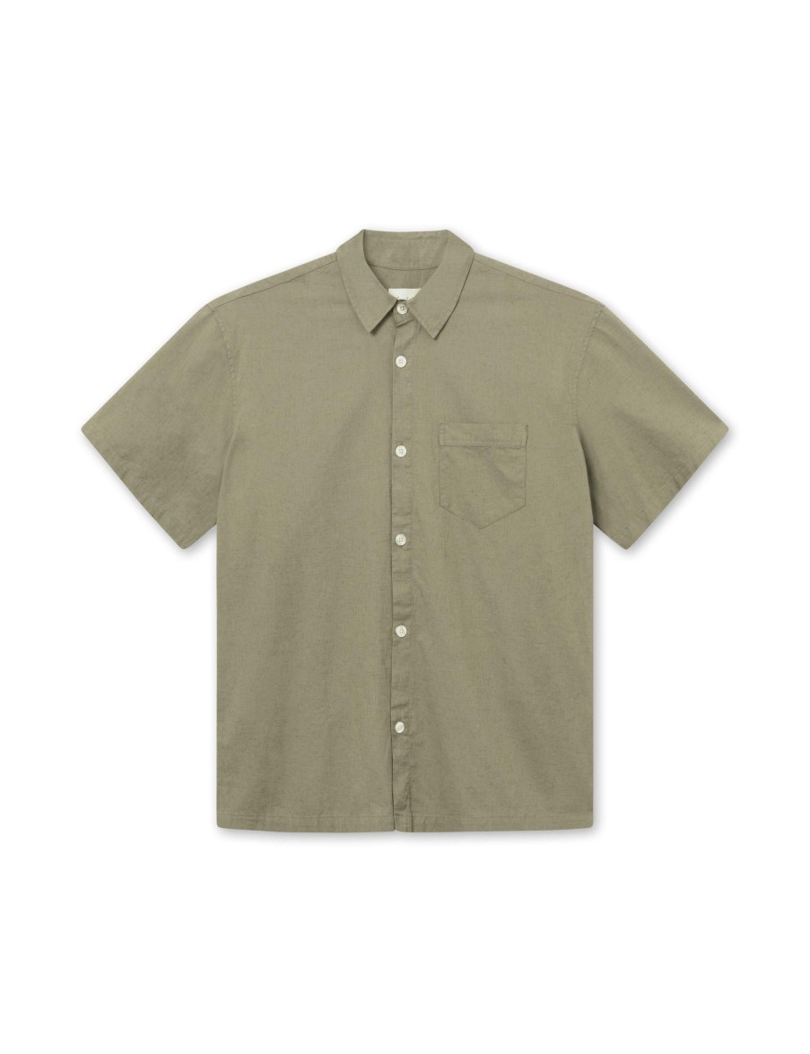 Forét Serene Linen Ss Shirt-Dusty Olive | Shirts