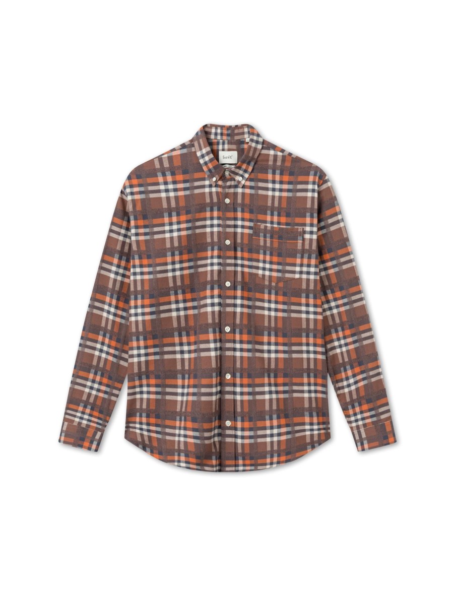 Forét Island Shirt-Brown Check | Shirts