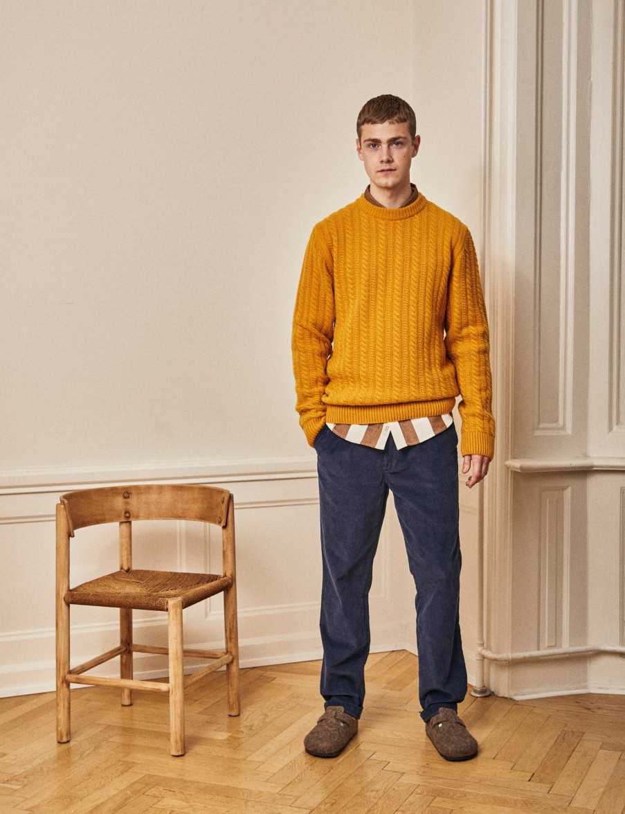 Forét Glen Cable Wool Knit-Amber | Sweatshirts