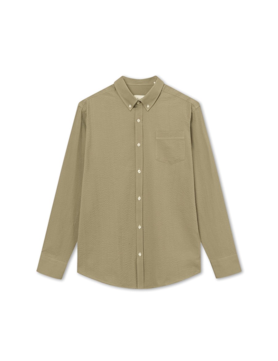 Forét Bush Seersucker Shirt-Olive | Shirts