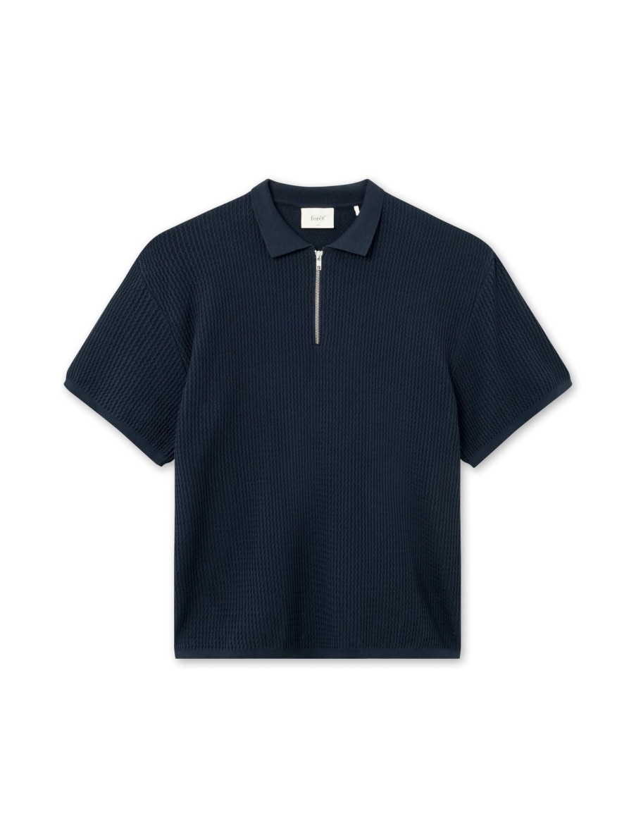 Forét Moment Half Zip Knit-Navy | T-Shirts