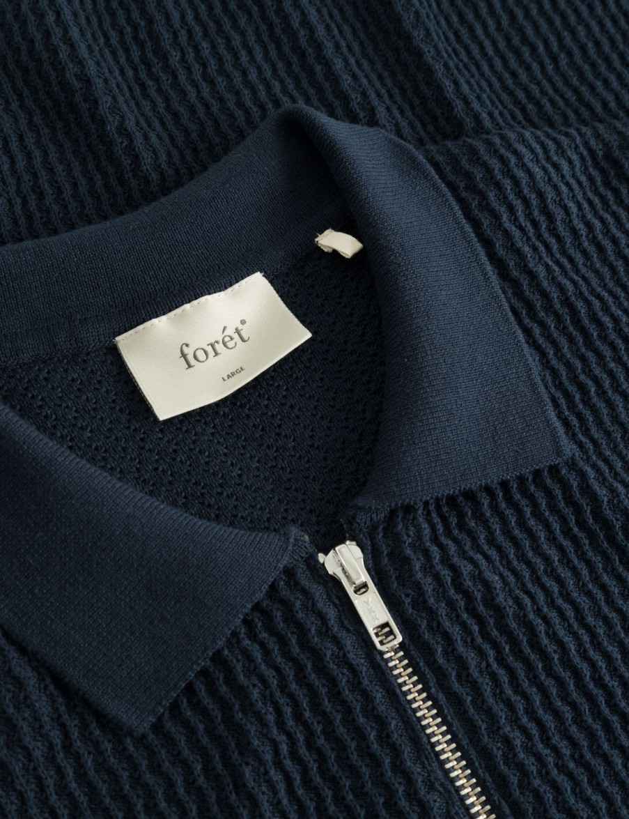 Forét Moment Half Zip Knit-Navy | T-Shirts