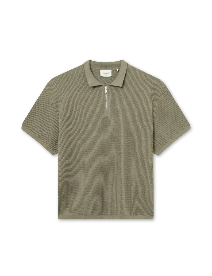 Forét Moment Half Zip Knit-Dusty Olive | Knitwear