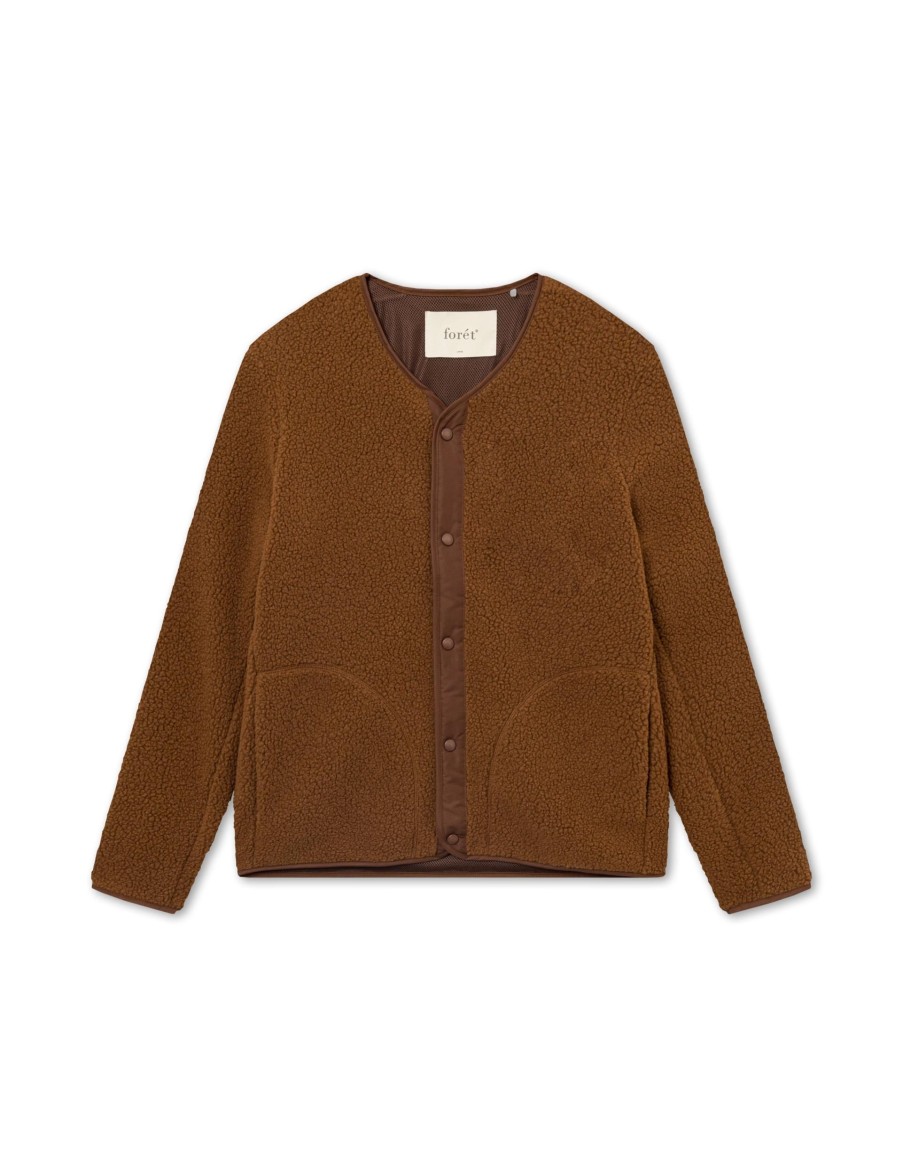 Forét Aura Sherpa Fleece Jacket-Brown | Overshirts