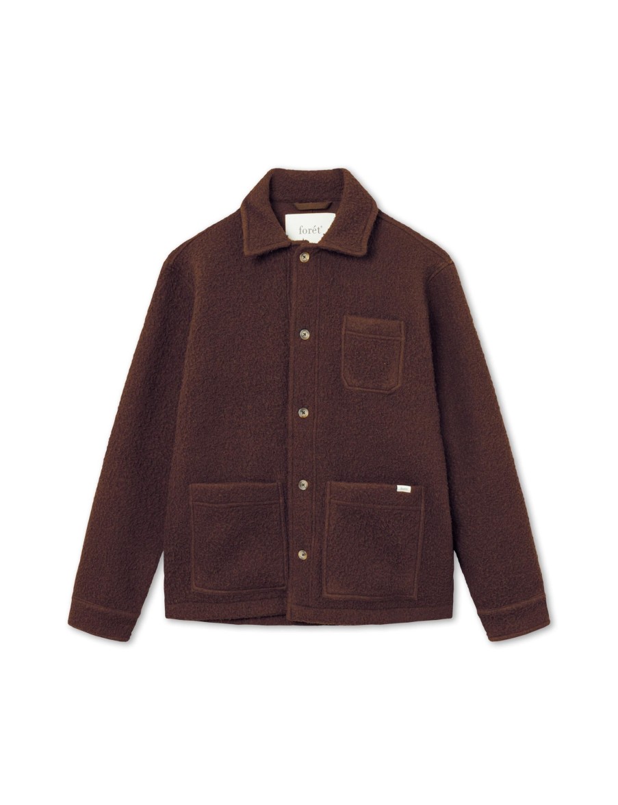 Forét Stay Wool Overshirt-Deep Brown | Overshirts