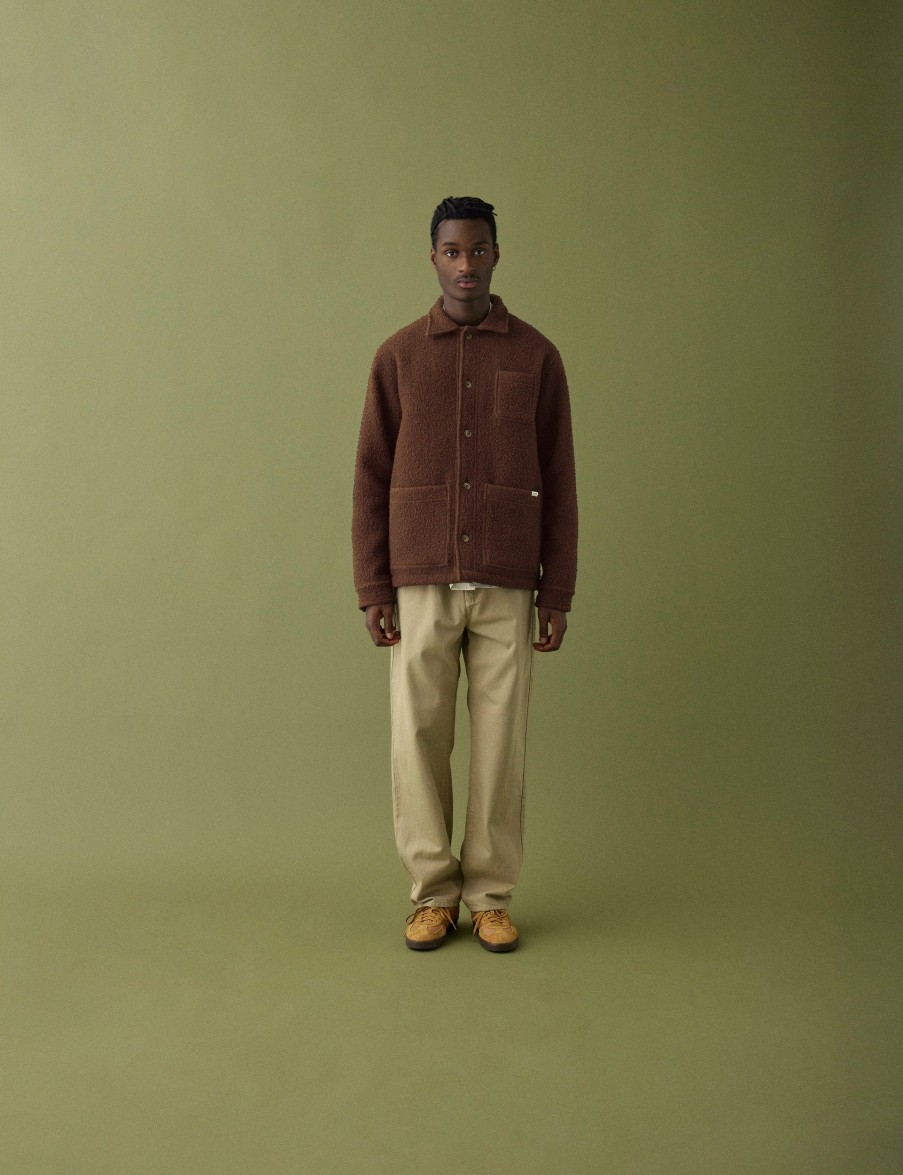 Forét Stay Wool Overshirt-Deep Brown | Overshirts