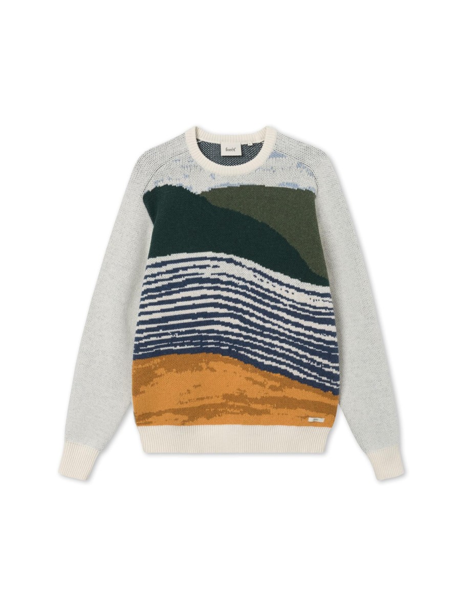 Forét River Jacquard Wool Knit-Cloud | Sweatshirts