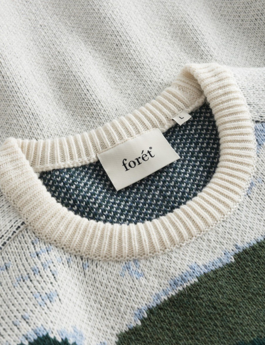 Forét River Jacquard Wool Knit-Cloud | Sweatshirts