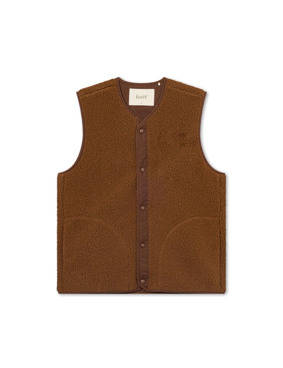 Forét Aura Sherpa Fleece Vest-Brown | Vests