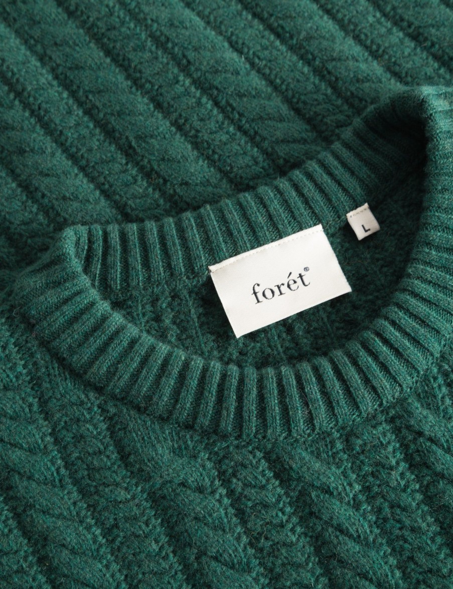 Forét Rain Cable Wool Vest-Dark Green | Knitwear