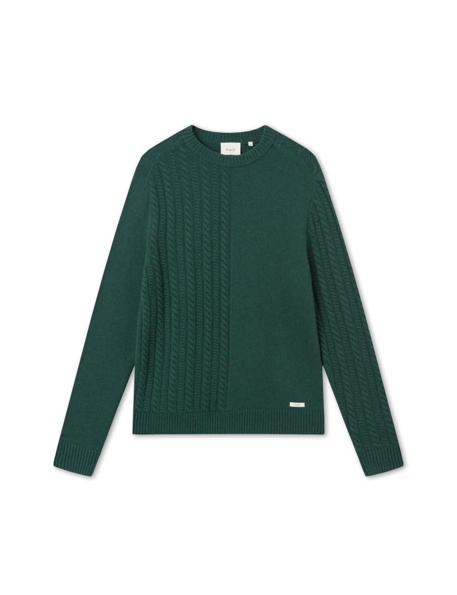 Forét Tundra Wool Cable Knit-Dark Green | Knitwear