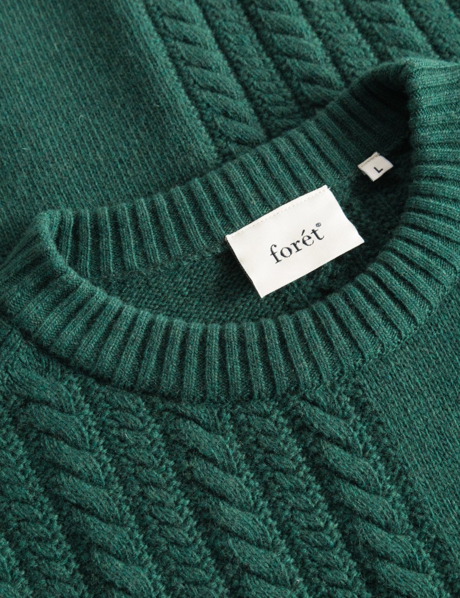 Forét Tundra Wool Cable Knit-Dark Green | Knitwear