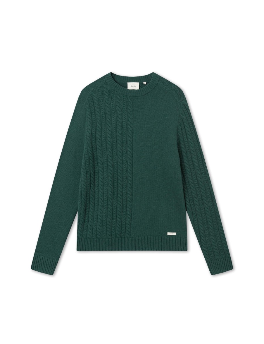 Forét Tundra Wool Cable Knit-Dark Green | Sweatshirts