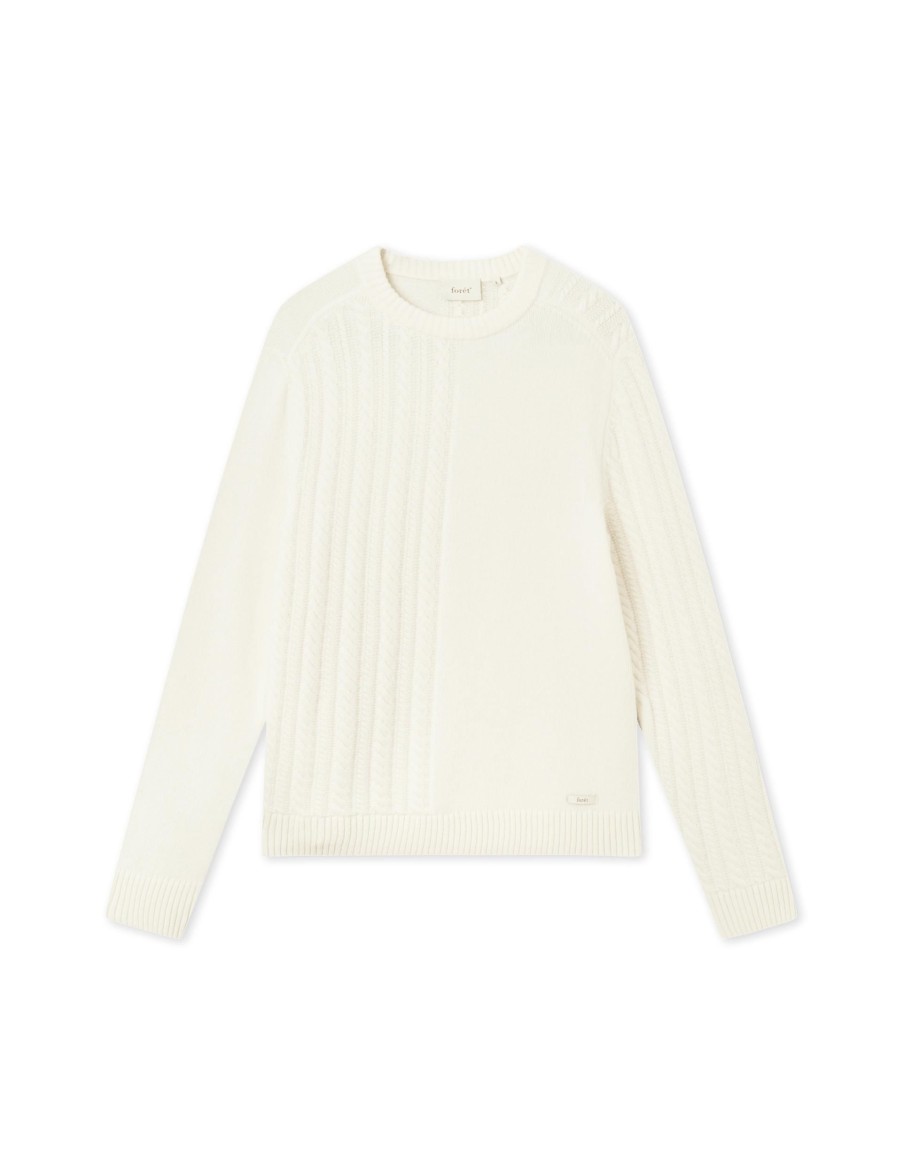 Forét Tundra Wool Cable Knit-Cloud | Sweatshirts