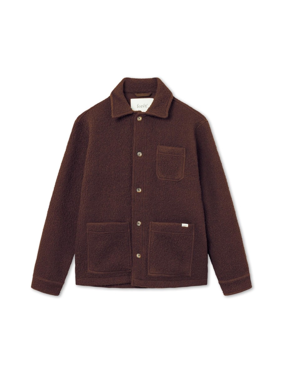 Forét Stay Wool Overshirt-Deep Brown | Knitwear