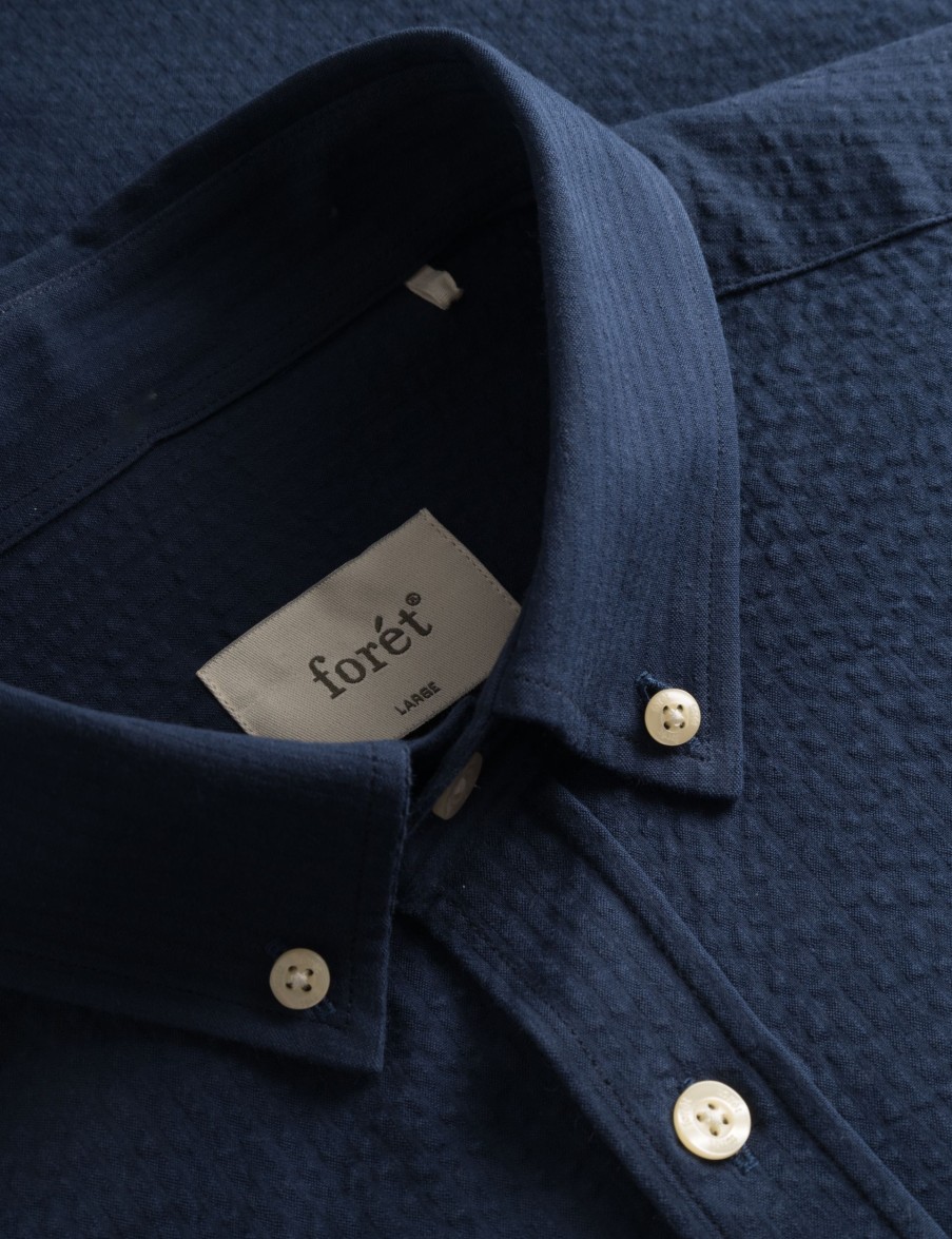 Forét Bush Seersucker Shirt-Navy | Shirts