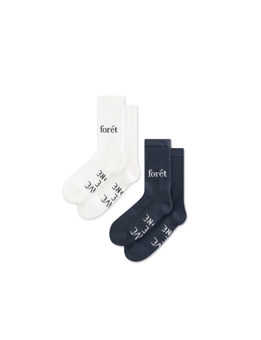 Forét Alone Socks 2-Pack-Navy/Cloud | Accessories