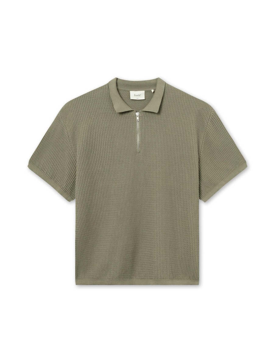 Forét Moment Half Zip Knit-Dusty Olive | T-Shirts