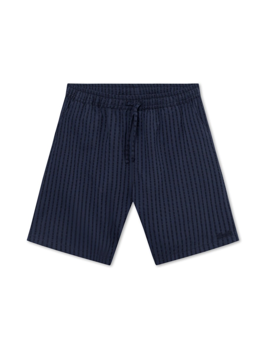 Forét Vole Seersucker Shorts-Navy | Shorts