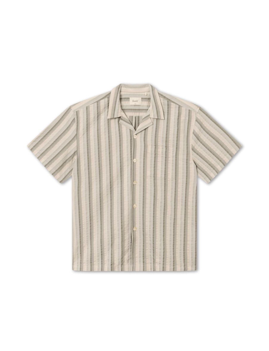 Forét Otter Seerssucker Ss Shirt-Grey Stripe | Shirts