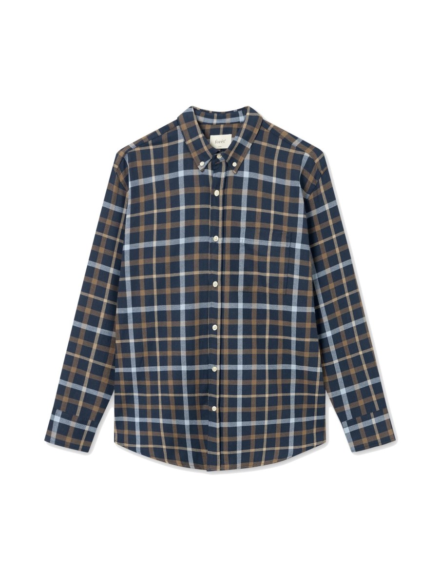 Forét Grip Check Shirt-Navy Check | Shirts