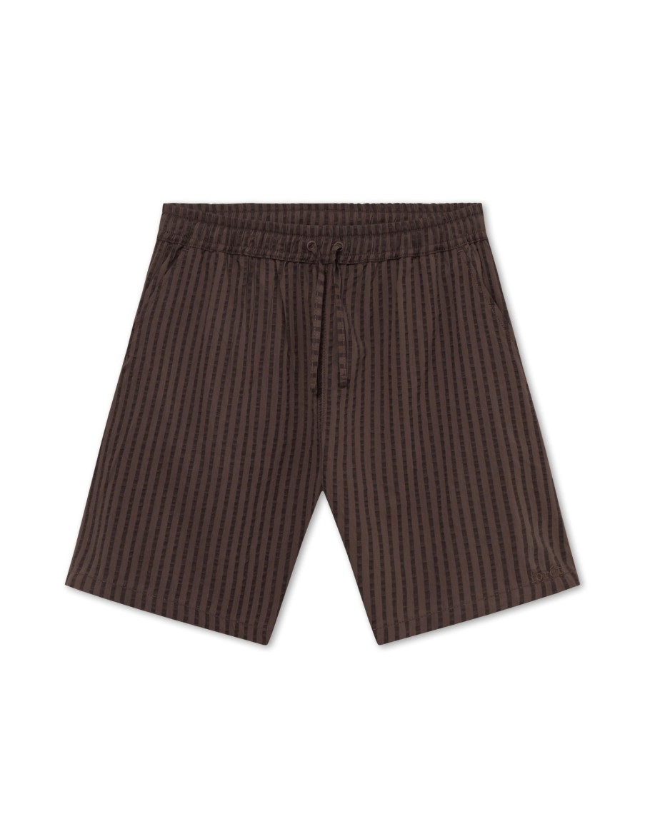 Forét Vole Seersucker Shorts-Deep Brown | Shorts