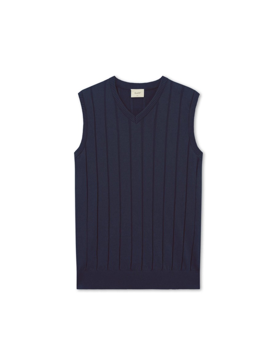 Forét Flume Knit Vest-Navy | Vests