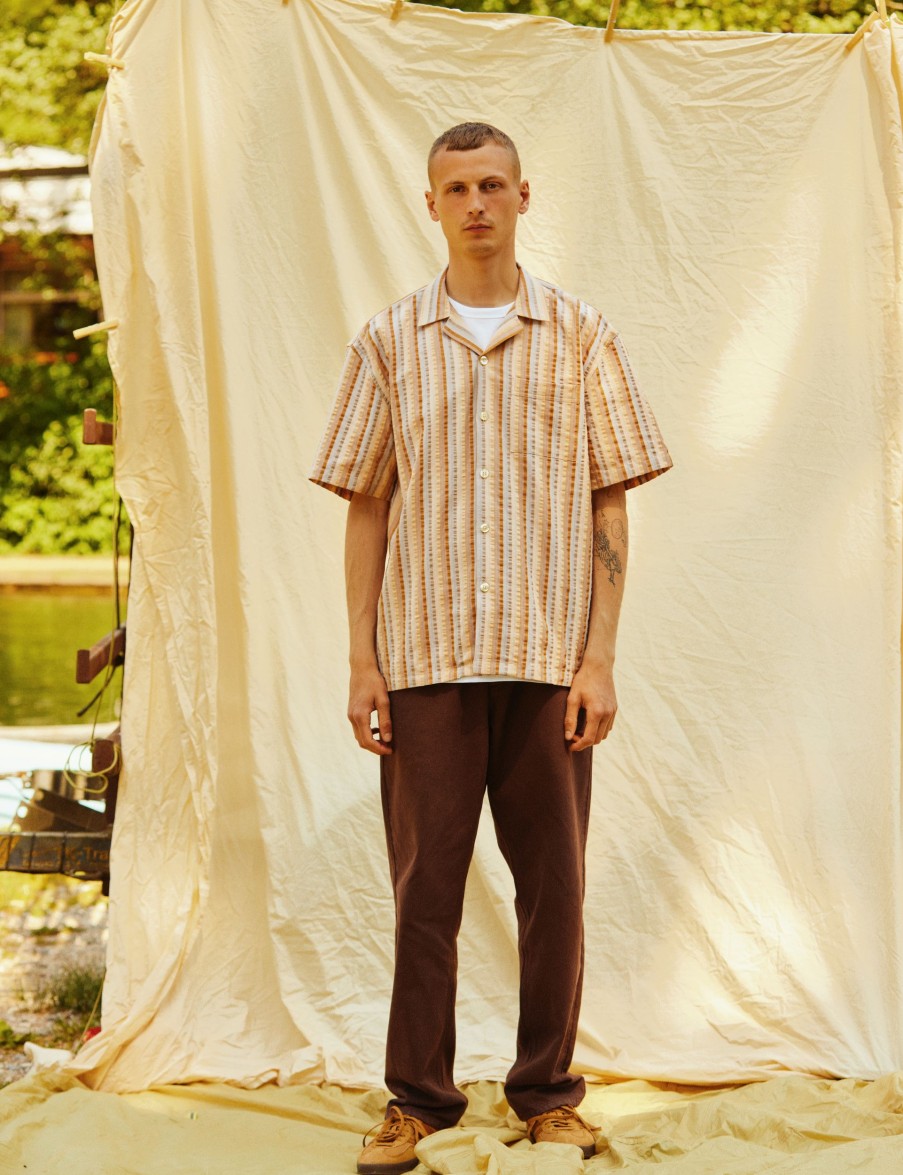 Forét Otter Seerssucker Ss Shirt-Rubber Stripe | Shirts