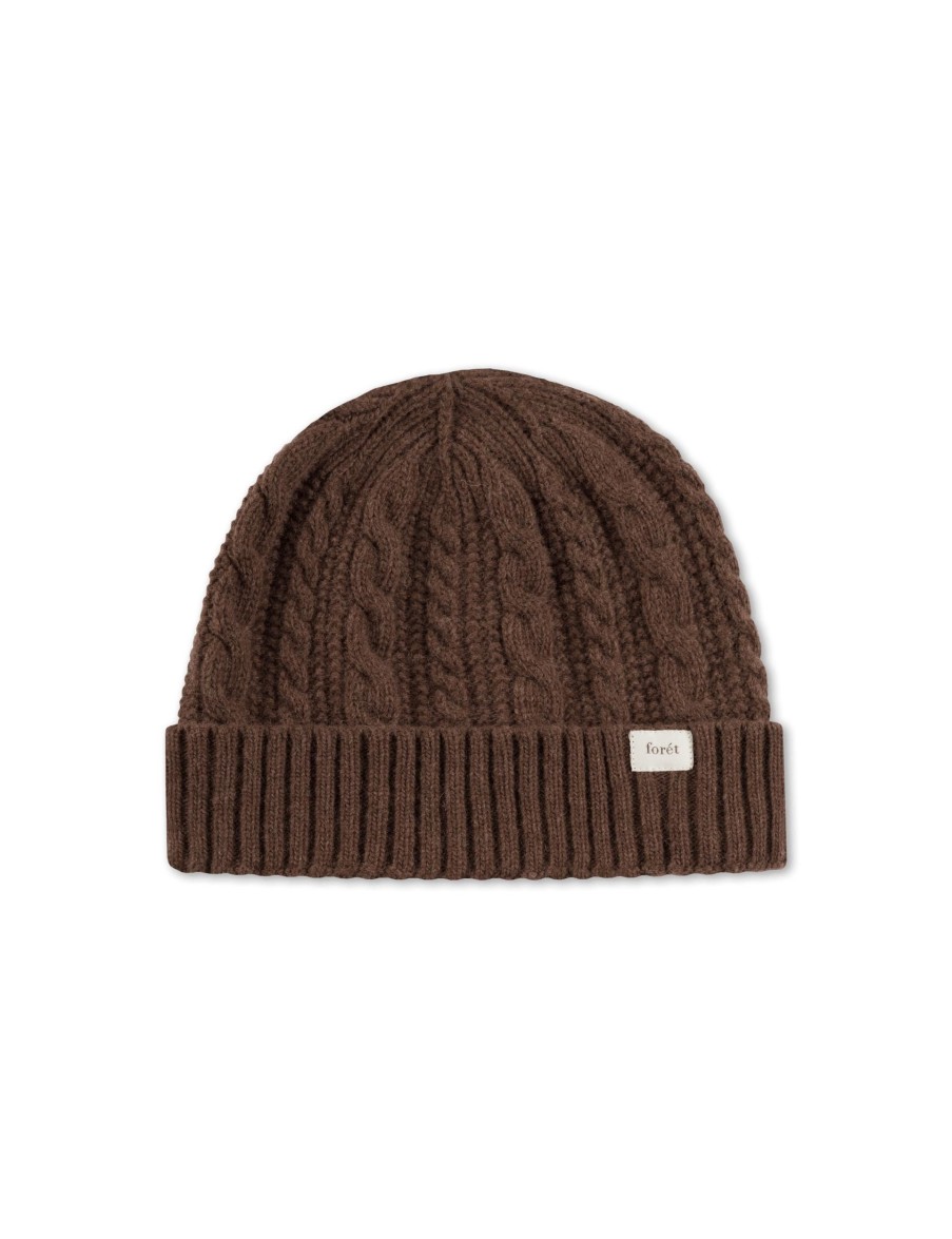 Forét Top Cable Beanie-Brown | Beanies