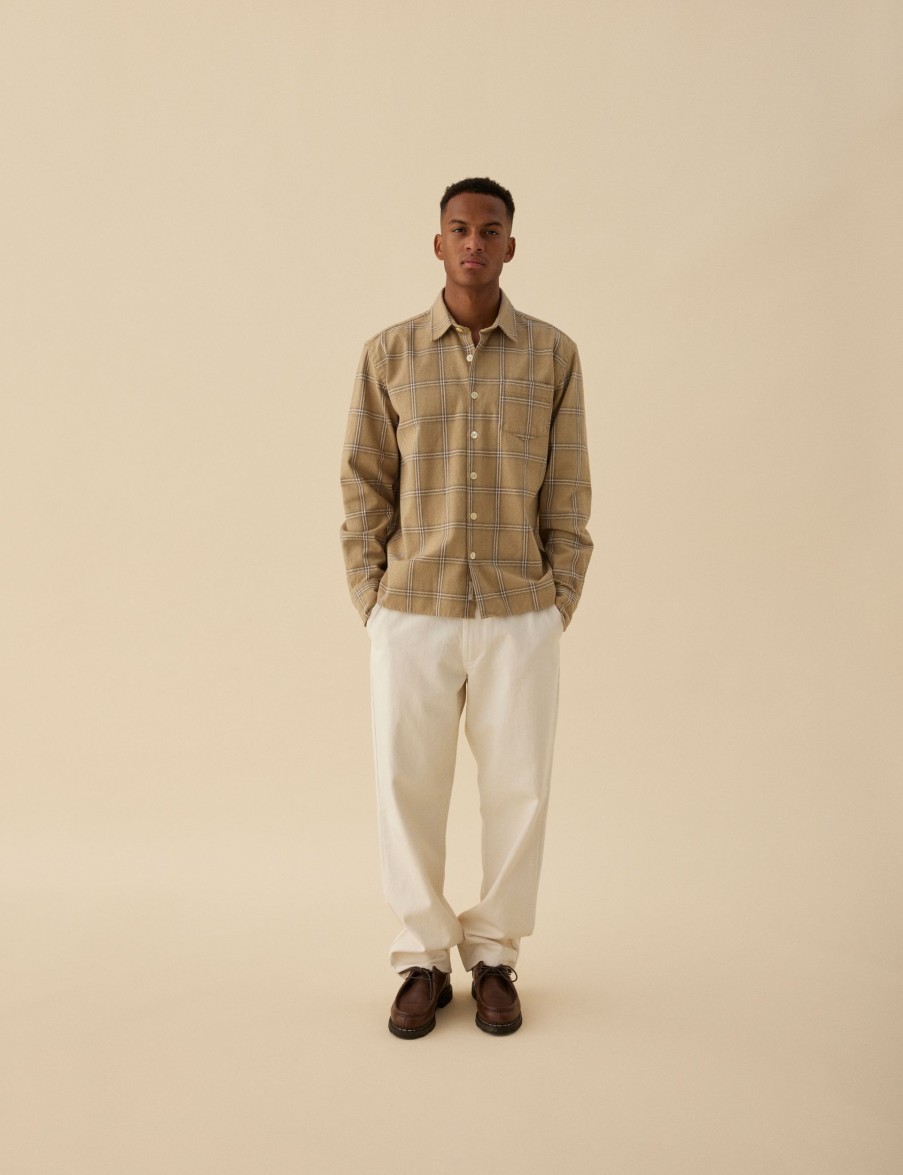 Forét Fable Check Shirt-Khaki Check | Shirts