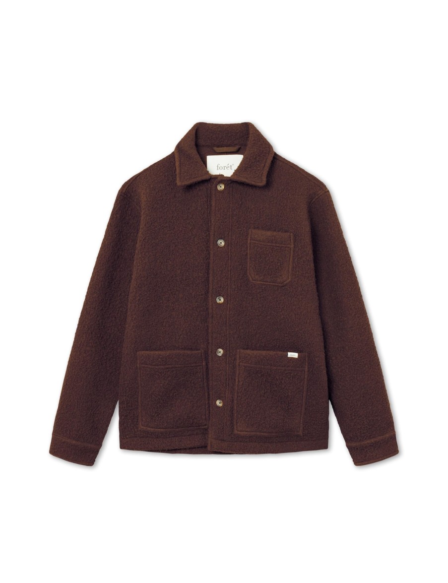 Forét Stay Wool Overshirt-Deep Brown | Jackets