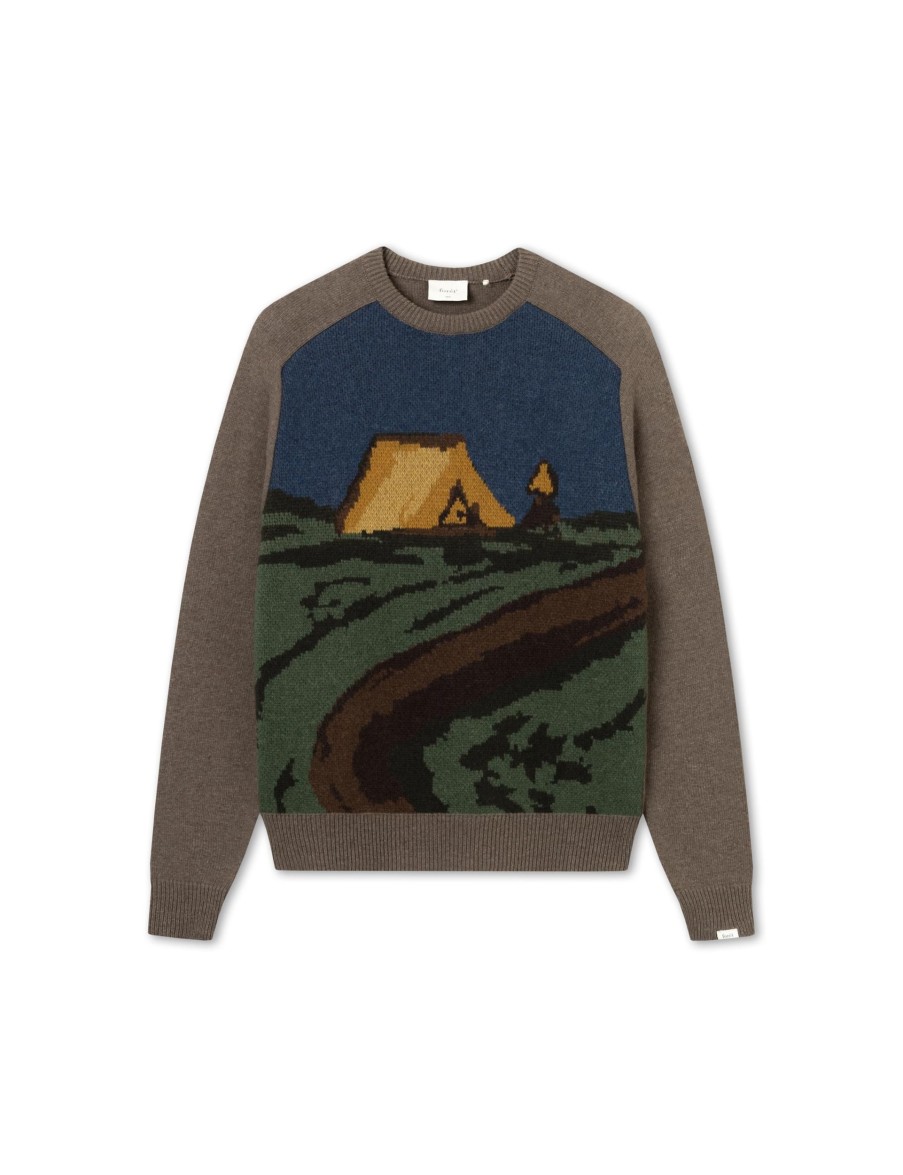 Forét Camp Jacquard Knit-Khaki | Sweatshirts